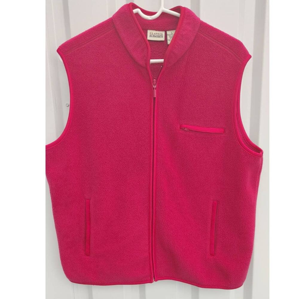 Classic Elements Vest Fleece Thermal Zip Up Large Fuchsia